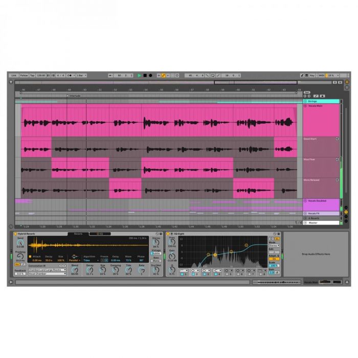 View of the Comping feature on Ableton Live 11 Suite