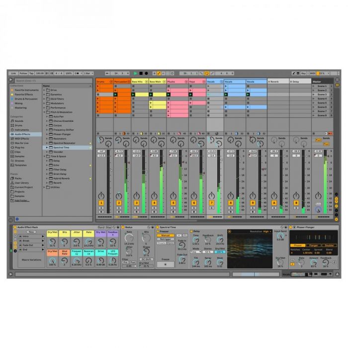 View of the Arrangement window on Ableton Live 11 Suite
