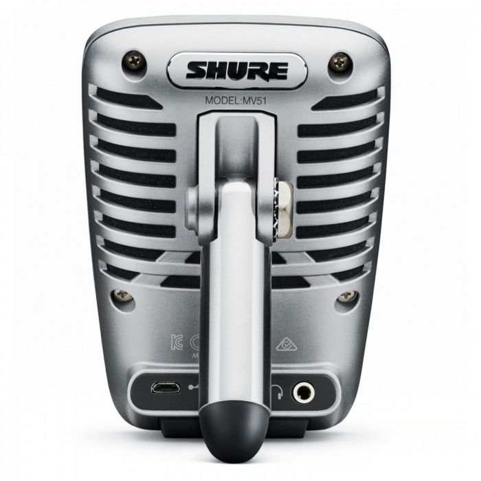 Back view of the Shure MOTIV MV51-DIG Cardioid Condenser Digital Microphone