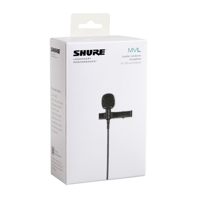 Packaging view of the Shure MOTIV MVL Lavalier Microphone for Smartphones and Tablets