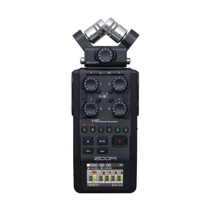 Front view of the Zoom H6 Black Handy Recorder