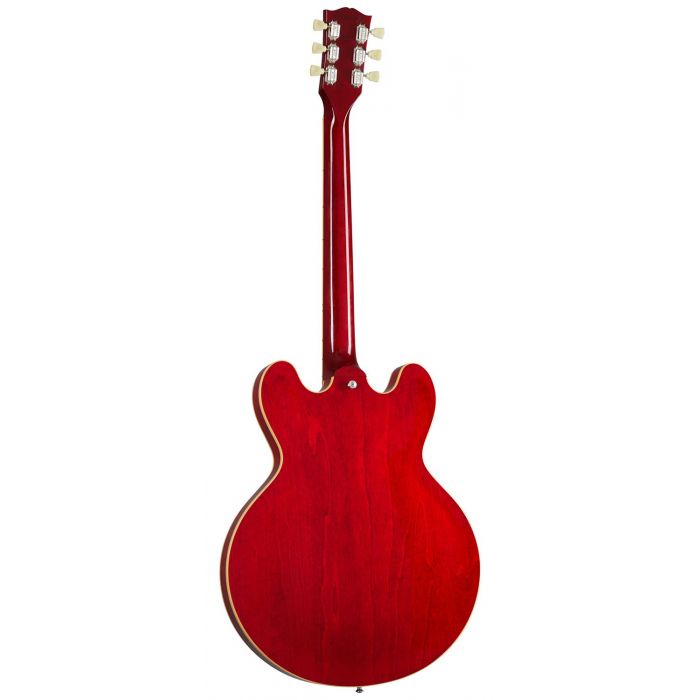 Rear view of a Gibson ES-335  Left-handed Semi Hollow Guitar, Sixties Cherry