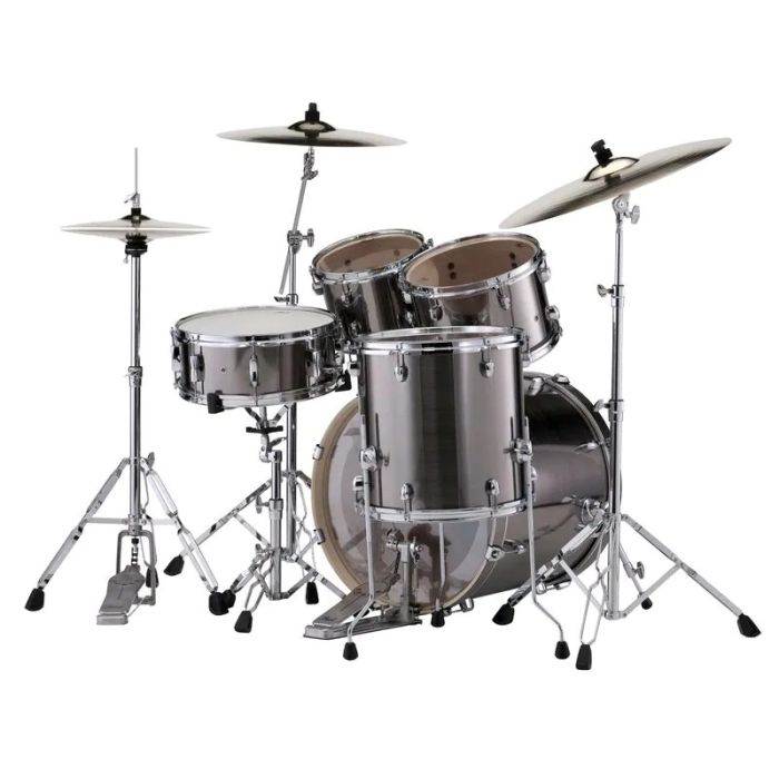Pearl Export Drum Set w/ Stands & Sabian Cymbals, Smokey Chrome back