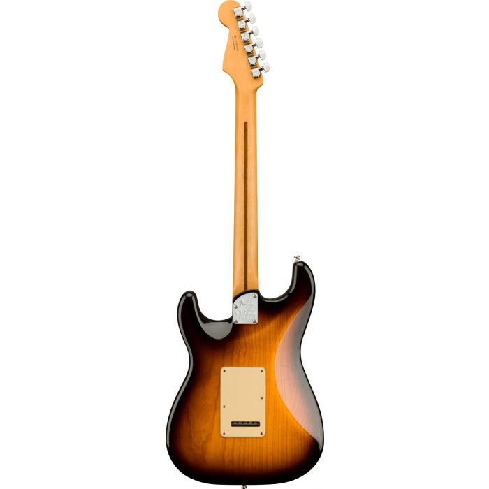 Rear view of a Fender Ultra Luxe Stratocaster RW, 2-Color Sunburst
