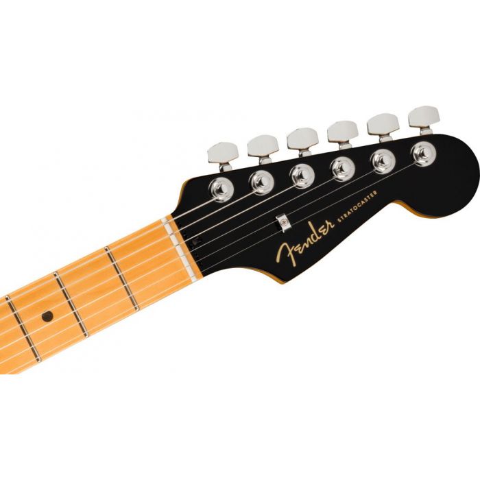 Front vie wof the headstock on a Fender Ultra Luxe Stratocaster MN, 2-Color Sunburst