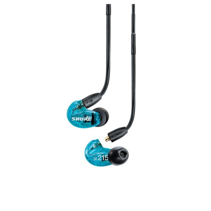 Earphone close up of the Shure SE215 Sound Isolating Earphones Limited Edition Blue