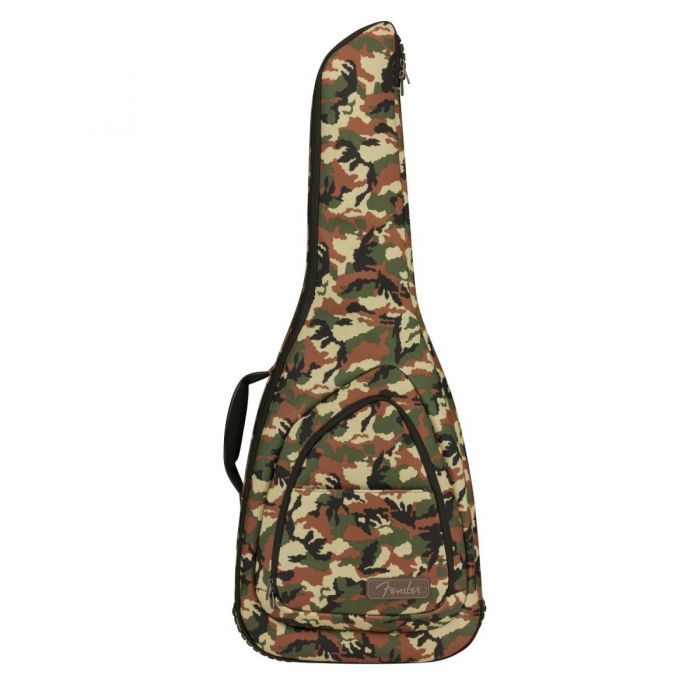 Front view of the Fender FE920 Electric Guitar Gig Bag Woodland Camo