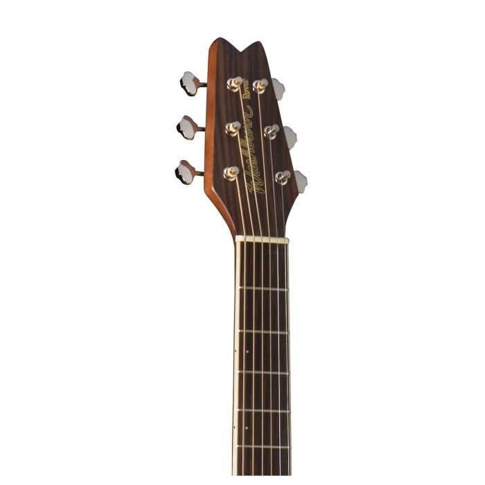 Headstock close up of the Washburn RO10 Rover Acoustic Natural