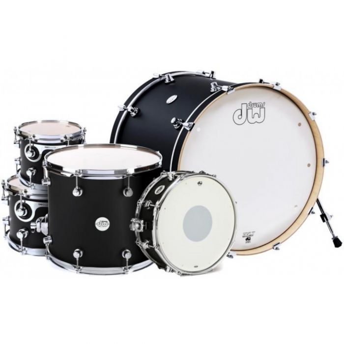 DW Drums Design Series 22" 4 Piece Shell Pack, Black Satin Seperate Drum View