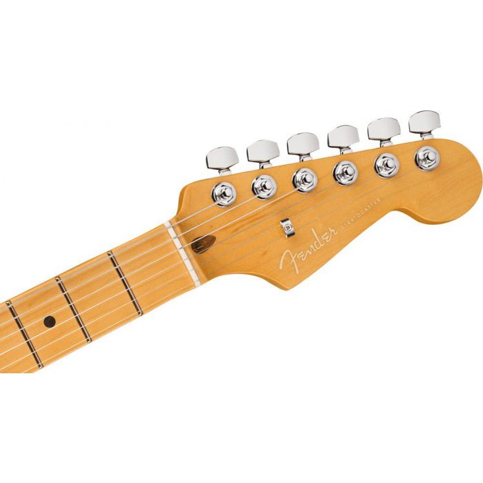 Front view of the headstock on a Fender American Ultra Stratocaster HSS MN Ultraburst