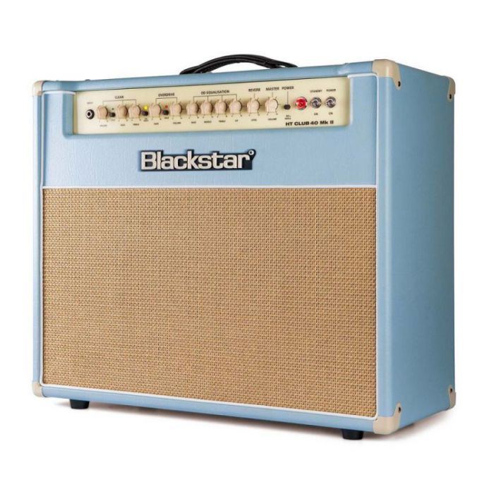 Right angled vie wof a Blackstar HT-Club 40 MkII Black and Blue Combo Amp