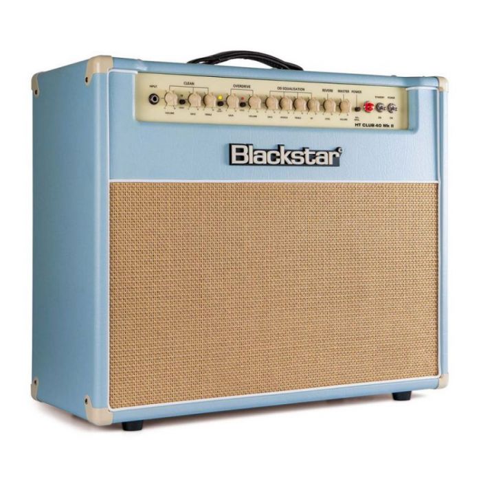Left angled view of a Blackstar HT-Club 40 MkII Black and Blue Combo Amp
