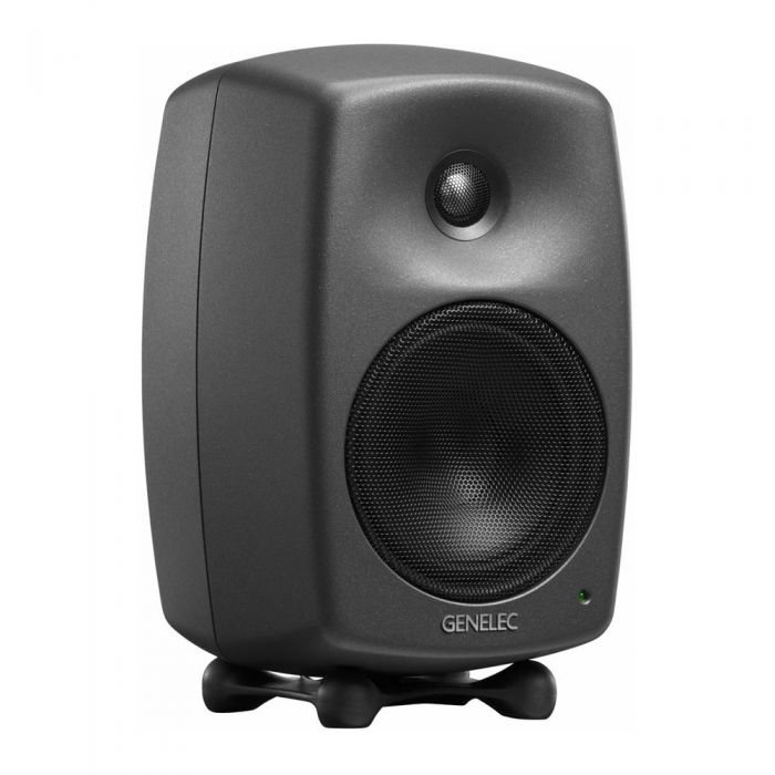 Angled view of the Genelec 8030C Compact 2-Way Active Monitor, Dark Grey