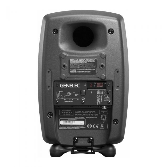Back view of the Genelec 8030C Compact 2-Way Active Monitor, Dark Grey