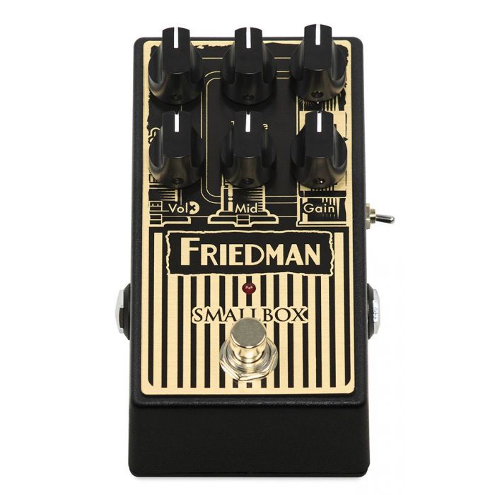 Tilted front view of a Friedman Small Box Overdrive Pedal