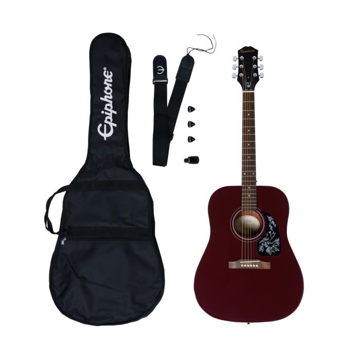 Epiphone Starling Acoustic Guitar Player Pack, Wine Red Full Pack
