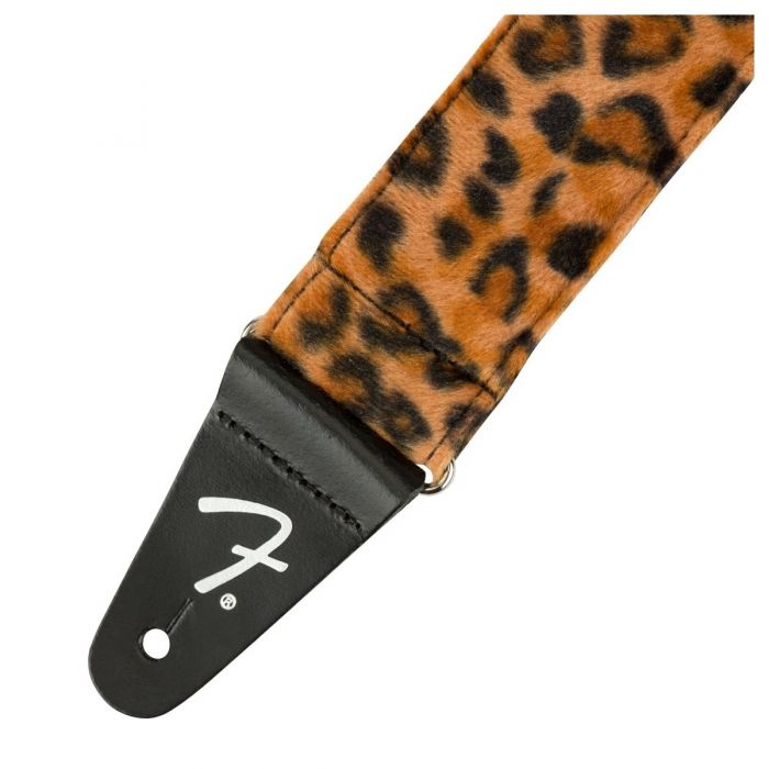 Close up of the Fender 2 inch Guitar Strap, Wild Leopard