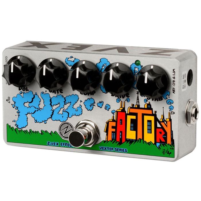 Right-angled view of a ZVex Vexter Fuzz Factory Fuzz Pedal