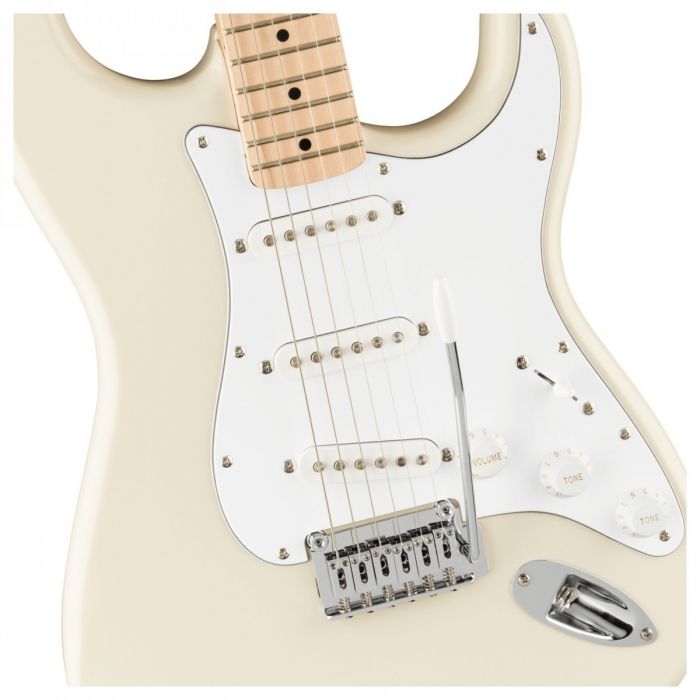 Squier Affinity Stratocaster MN, White PG, Olympic White Body Close Up Detail