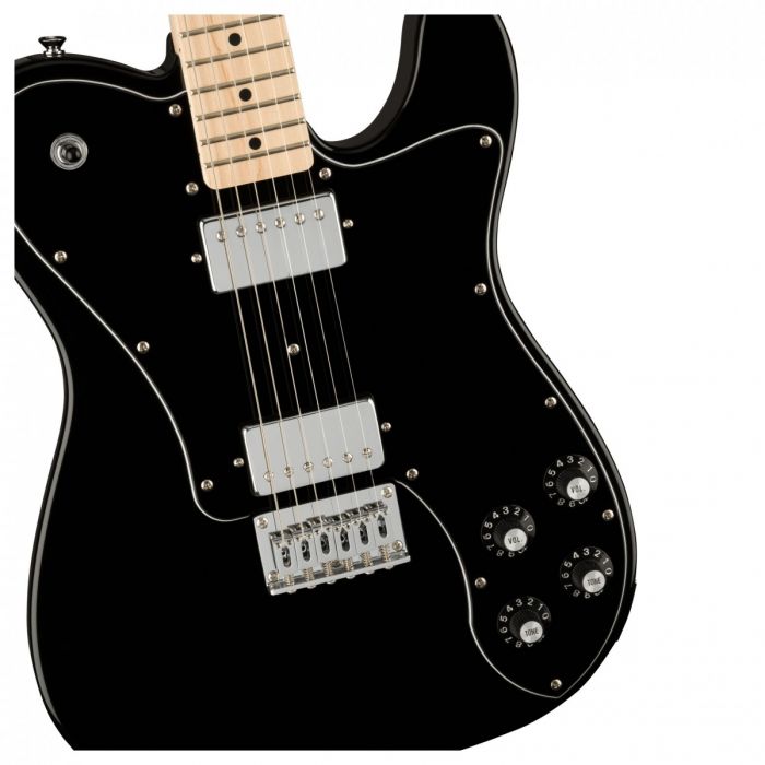 Squier Affinity Telecaster Deluxe MN, Black PG, Black Front Body Close Up View