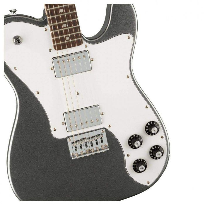 Squier Affinity Telecaster Deluxe LRL White PG, Charcoal Frost Metallic Front Body Detail View