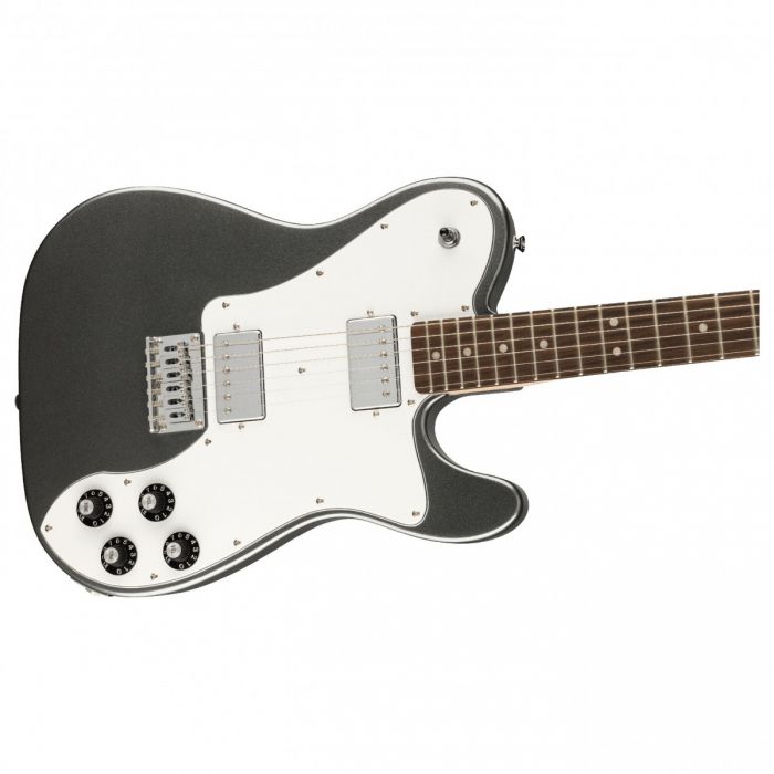Squier Affinity Telecaster Deluxe LRL White PG, Charcoal Frost Metallic Body Front View