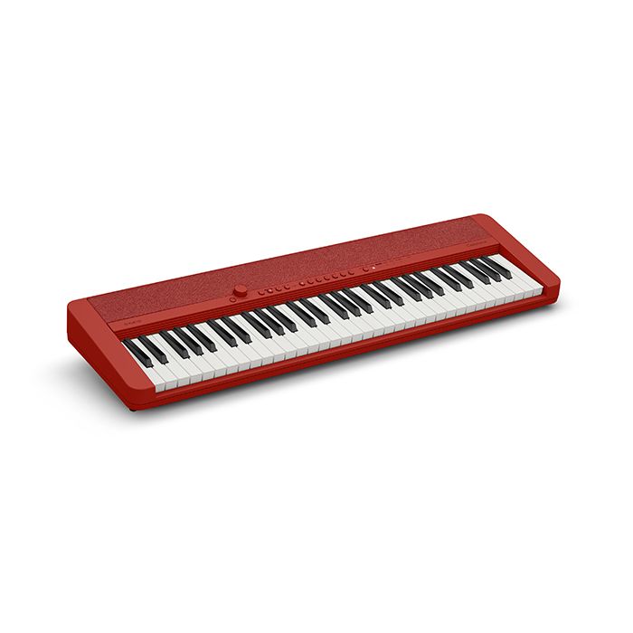 Angled view of the Casio CT-S1 61 Note Keyboard Red