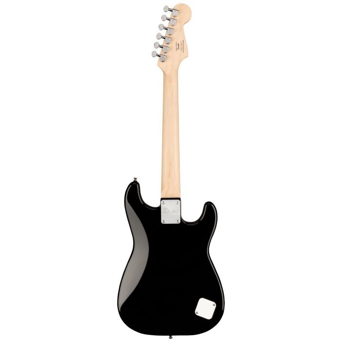 Rear view of a Squier Mini Stratocaster Left-Handed, Black