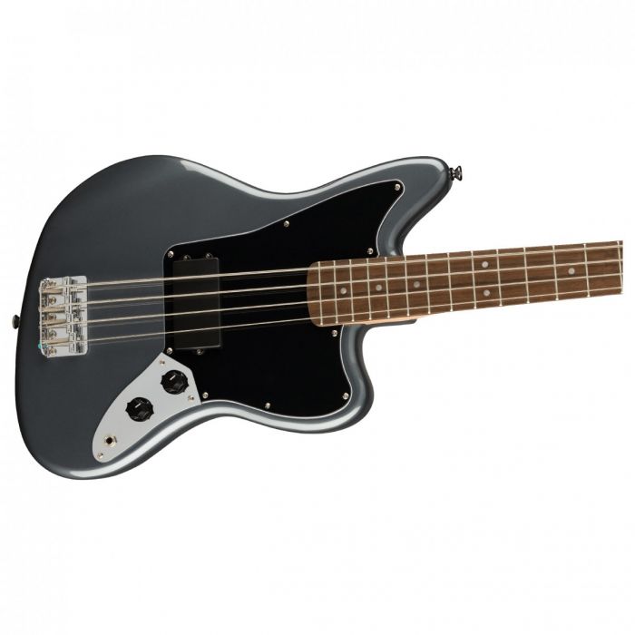 Squier Affinity Jaguar Bass H LRL Black PG, Charcoal Frost Metallic Front Body Detail