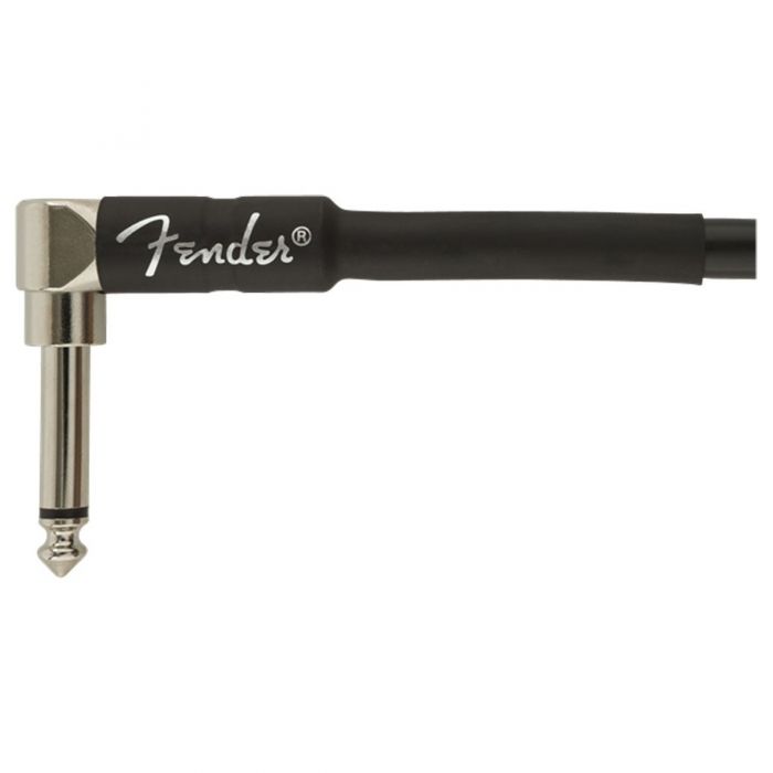 Close up of the angled connector on the Fender Professional Series Instrument Cable Straight/Angle 18.6 Black