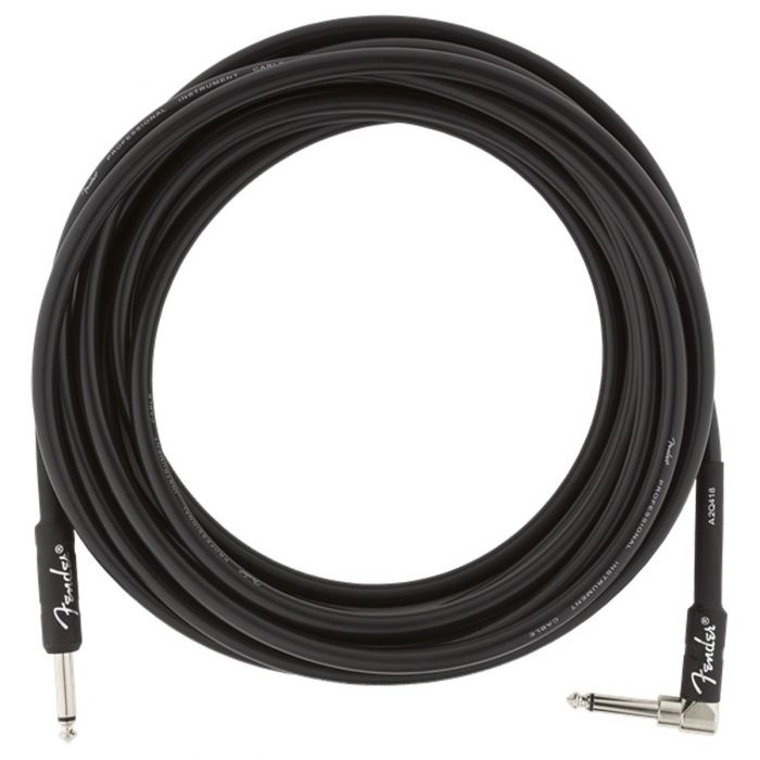 Out of packaging view of the Fender Professional Series Instrument Cable Straight/Angle 18.6 Black