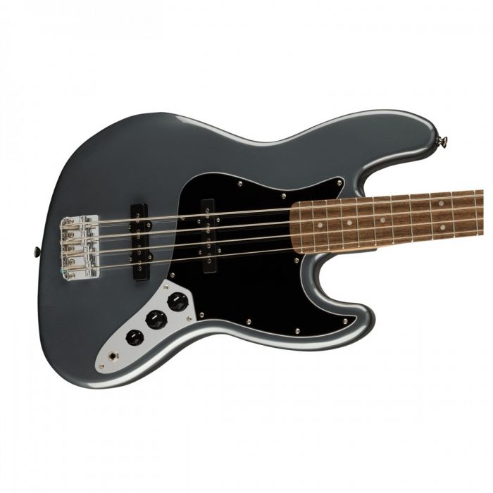 Squier Affinity Jazz Bass LRL Black PG, Charcoal Frost Metallic Front Body View