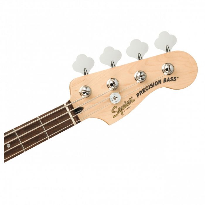 Squier Affinity Precision Bass PJ LRL Black PG, Charcoal Frost Metallic Front Headstock View