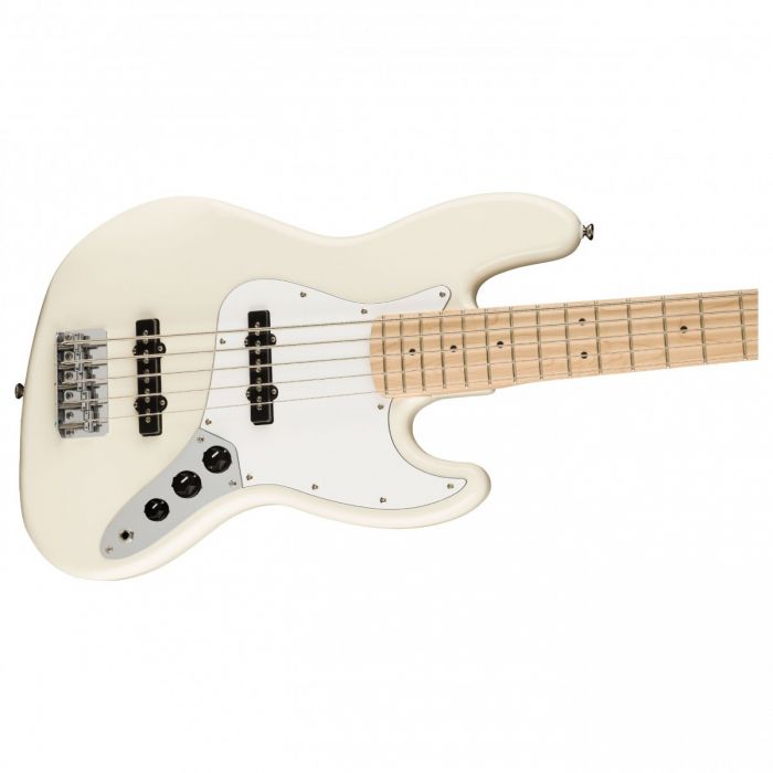 Squier Affinity Jazz Bass V MN, White PG, Olympic White Front Body View