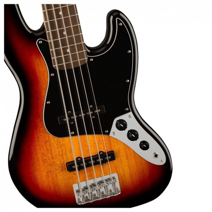 Squier Affinity Jazz Bass V LRL Black PG, 3-Colour Sunburst Front Body View