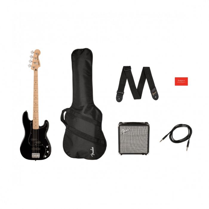 Squier Affinity Precision Bass PJ Package, MN, Black with Amp and Gig Bag View