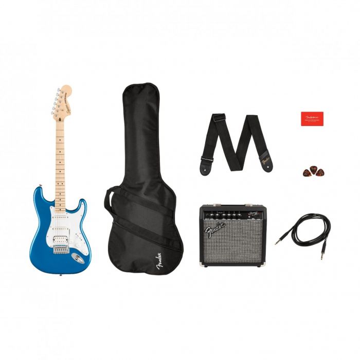 Squier Affinity Stratocaster HSS Pack, MN, Lake Placid Blue with Amp and Gig Bag Full Set