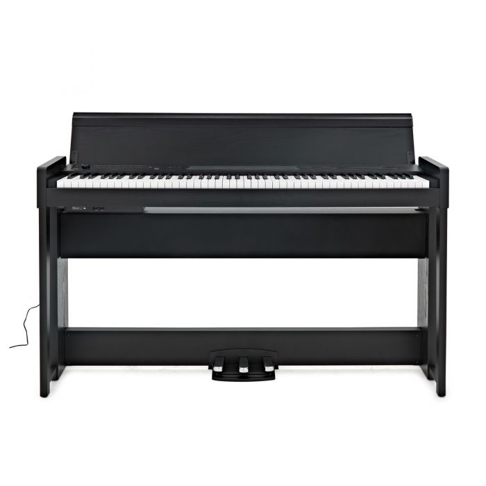 Korg C1 Air 88 Key Digital Piano, Wood Grain Black Front Open