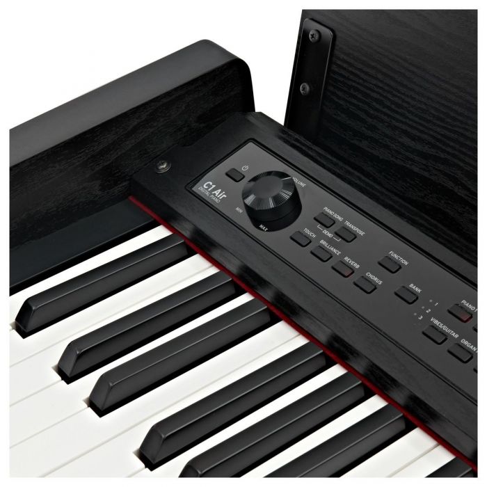 Korg C1 Air 88 Key Digital Piano, Wood Grain Black Controls Detail