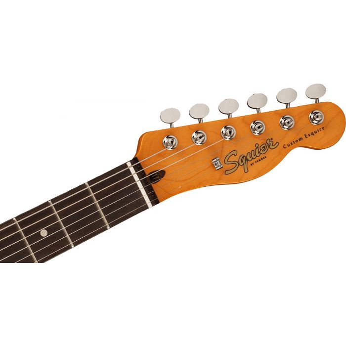 Headstock Front View of a Squier FSR Classic Vibe 60s Custom Esquire in 3-Colour Sunburst
