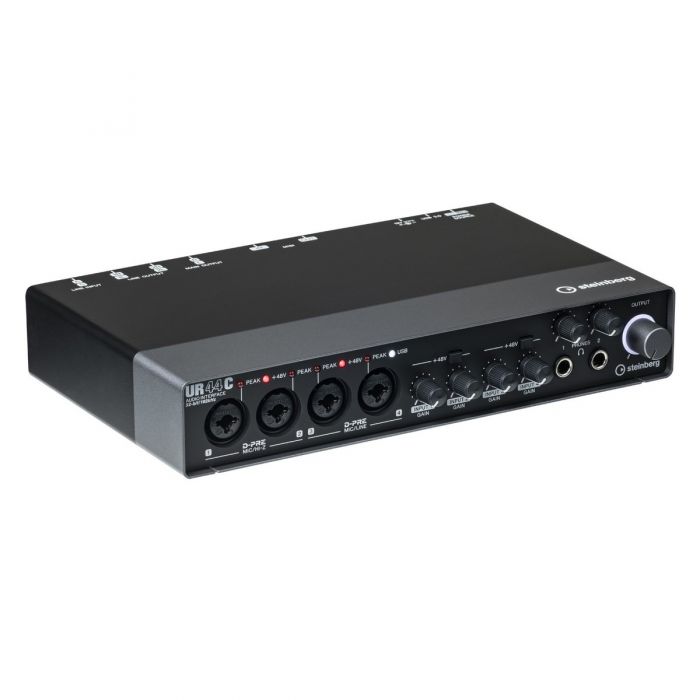 Side angled view of the Steinberg UR44C USB 3 Audio Interface