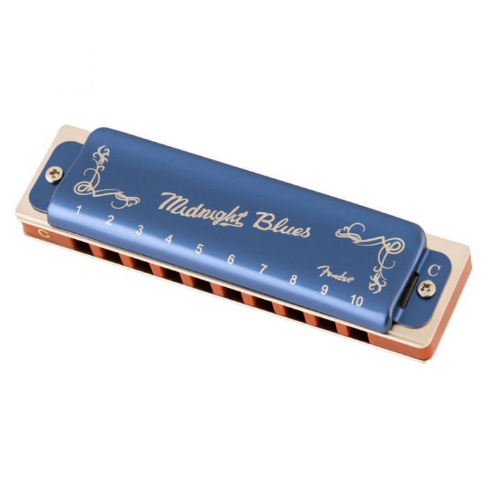 Fender Midnight Blues Harmonica, Key of C Front View