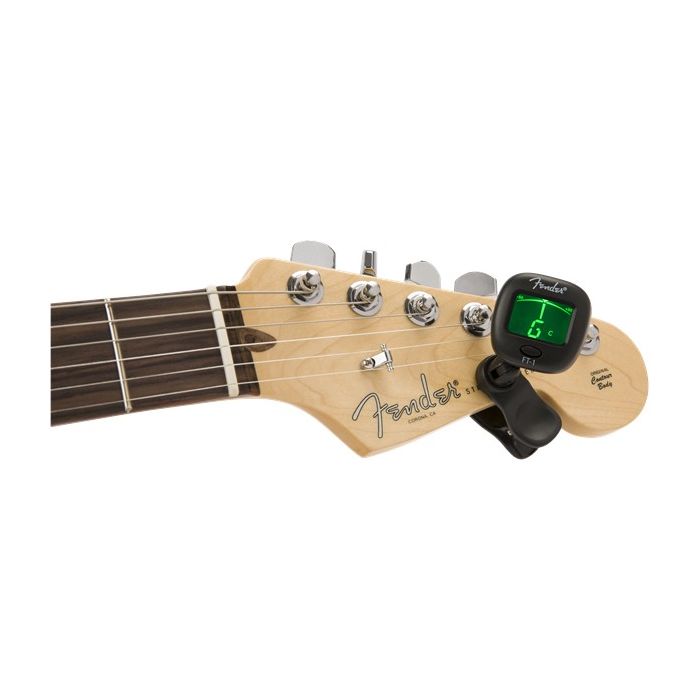 Fender FT-1 Pro Clip-On Tuner Clipped On Guitar Headstock