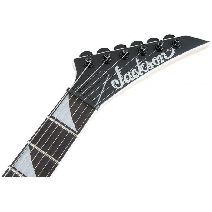 Front view of the headstock on a Jackson JS Series Warrior JS32T, Natural Oil