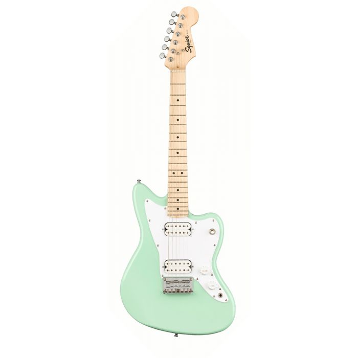 Front View of Squier Mini Jazzmaster HH Maple Surf Green