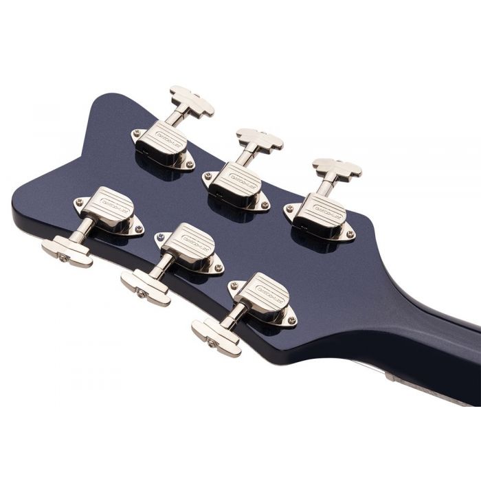 Closeup of the tuners on a Gretsch G6136T-RR Rich Robinson Falco, Raven't Breast Blue