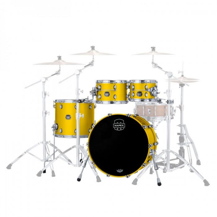 Mapex Saturn Evolution 22 4pc Walnut Birch Shell Pack in Tuscan Yellow Front Angled View