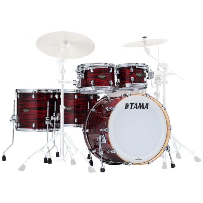 Tama Starclassic Walnut/Birch 5pc Shell Pack, Red Oyster Front Left Facing View