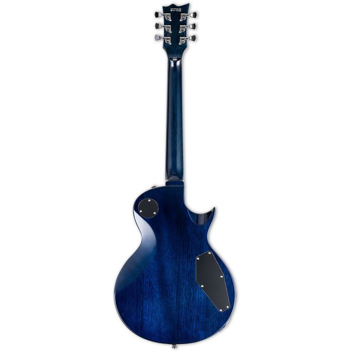 Rear view of an ESP LTD EC-256FM Left Handed Guitar, Cobalt Blue