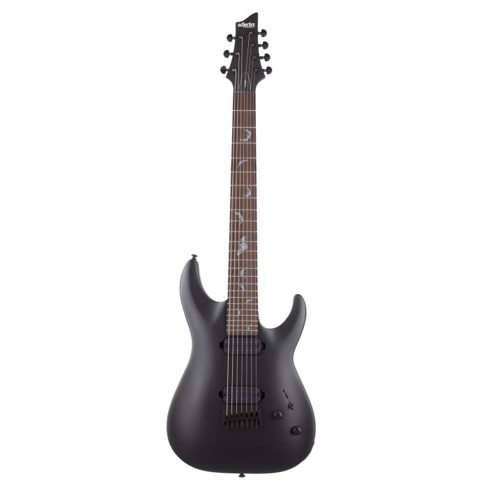 Schecter Damien-7 7-String Electric Guitar, Satin Black front view